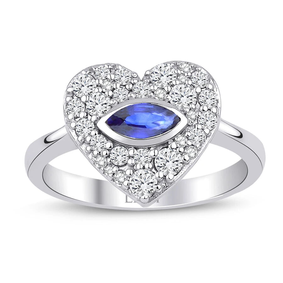 0.70 ct. Diamant Herz Saphir Ring