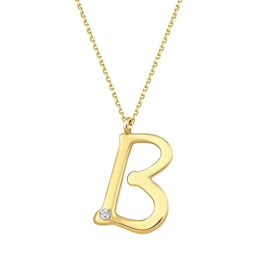 0.02 ct. Diamant B-Buchstabe Halskette