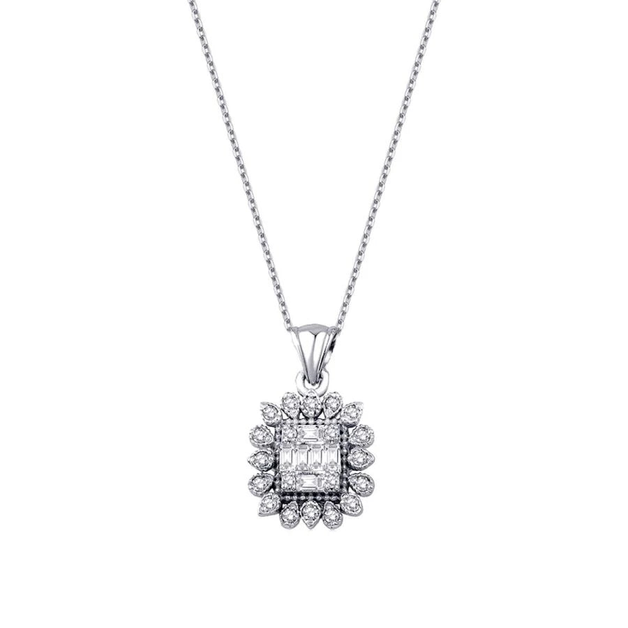 0.12 ct. Diamant Baguette Halskette