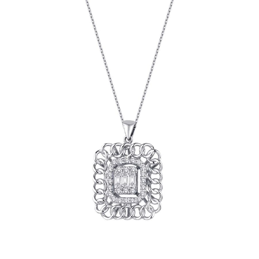0.34 ct. Diamant Baguette Halskette