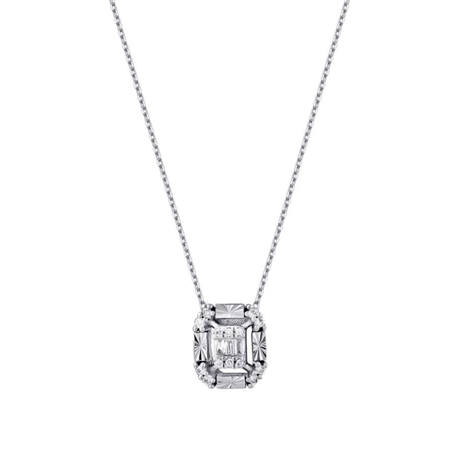 0.09 ct. Diamant Effekt Baguette Halskette