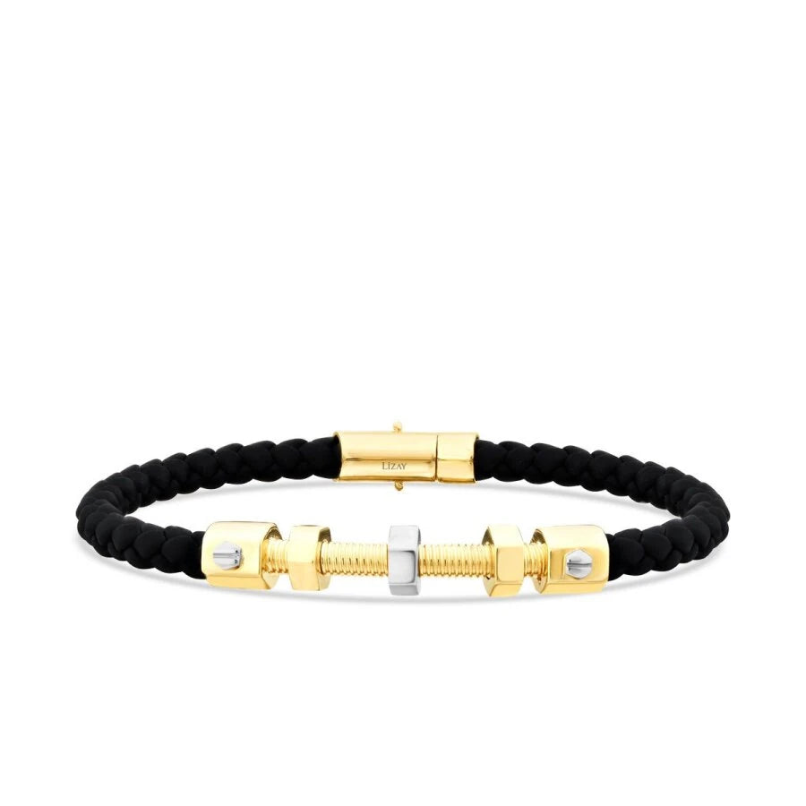 Gold Herren Armband mit Schraubenmotiv