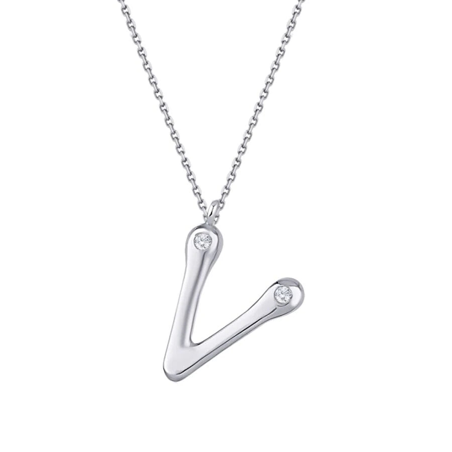 0.04 ct. Diamant V-Buchstabe Halskette