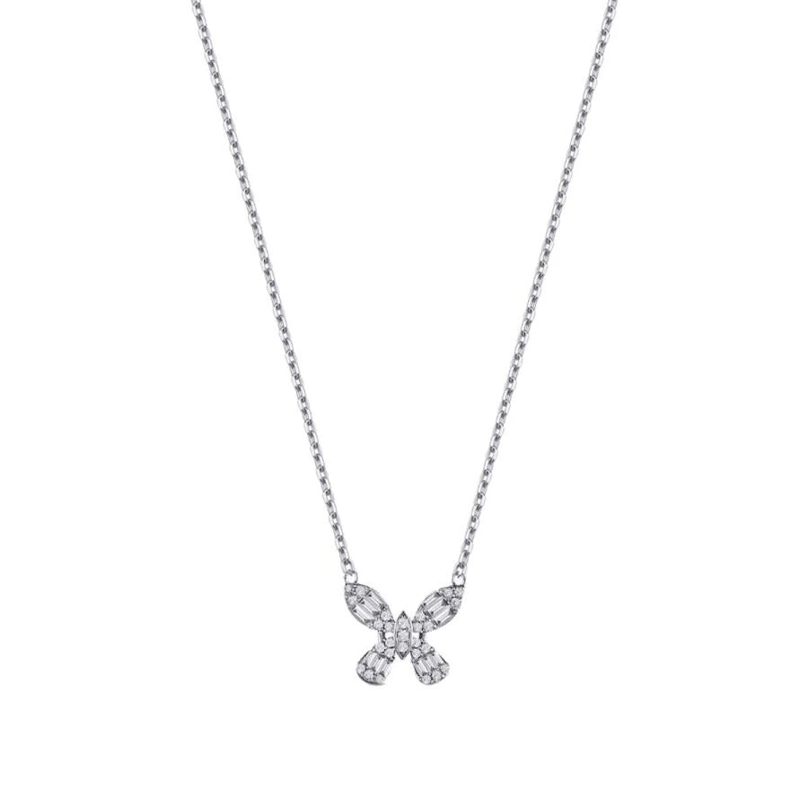 0.38 ct. Diamant Schmetterling Baguette Halskette