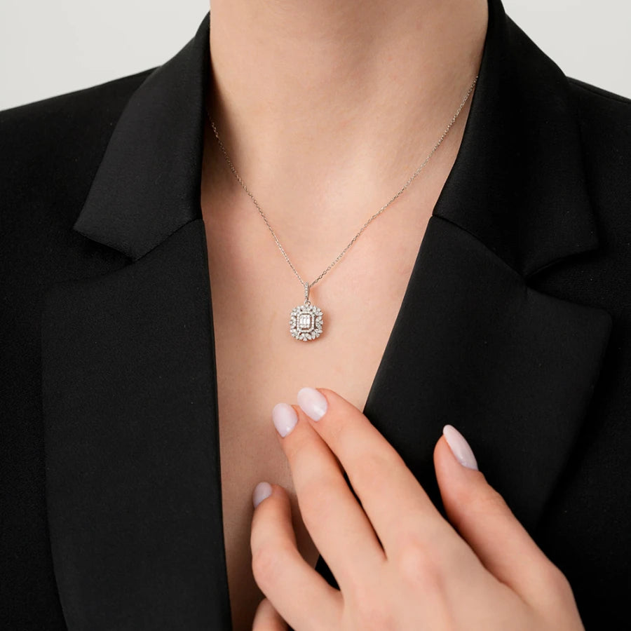 0.46 ct. Diamant Baguette Halskette