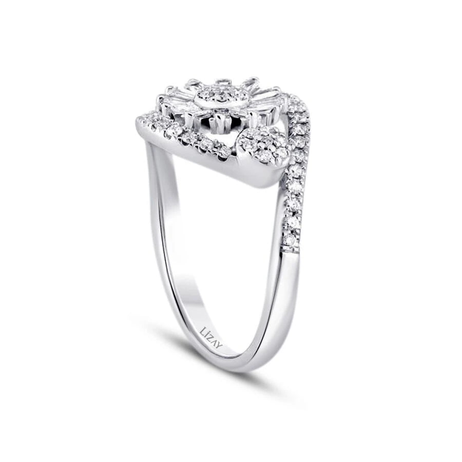 0.67 ct. Diamant Baguette Blumen Ring