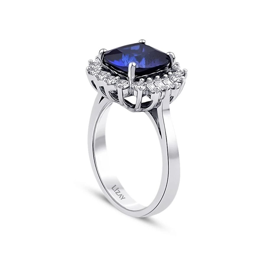 4.16 ct. Diamant  Baguette Saphir Ring