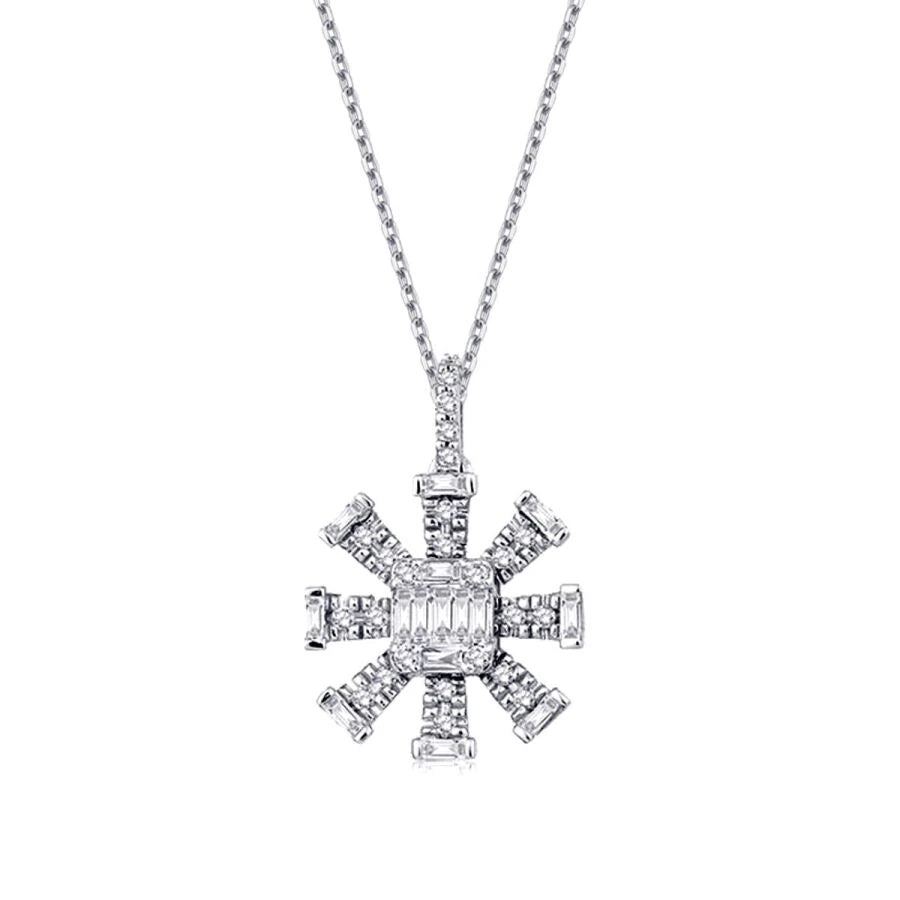 0.23 ct. Diamant Schneeflocken Baguette Halskette