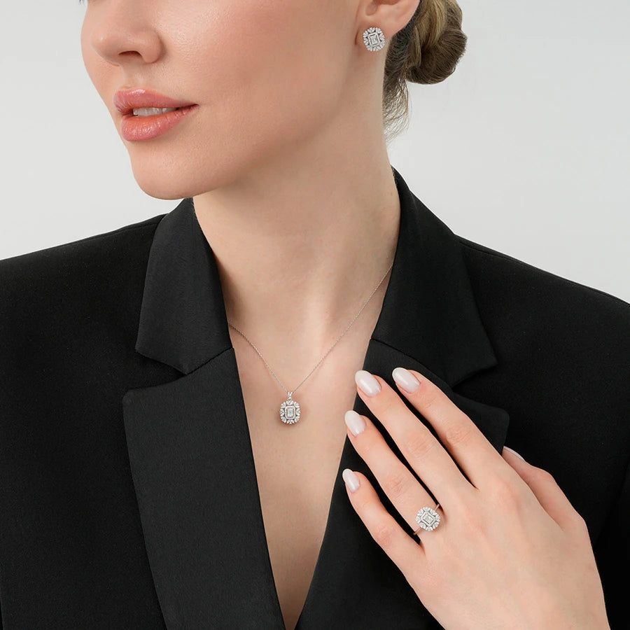 0.30 ct. Diamant Baguette Halskette