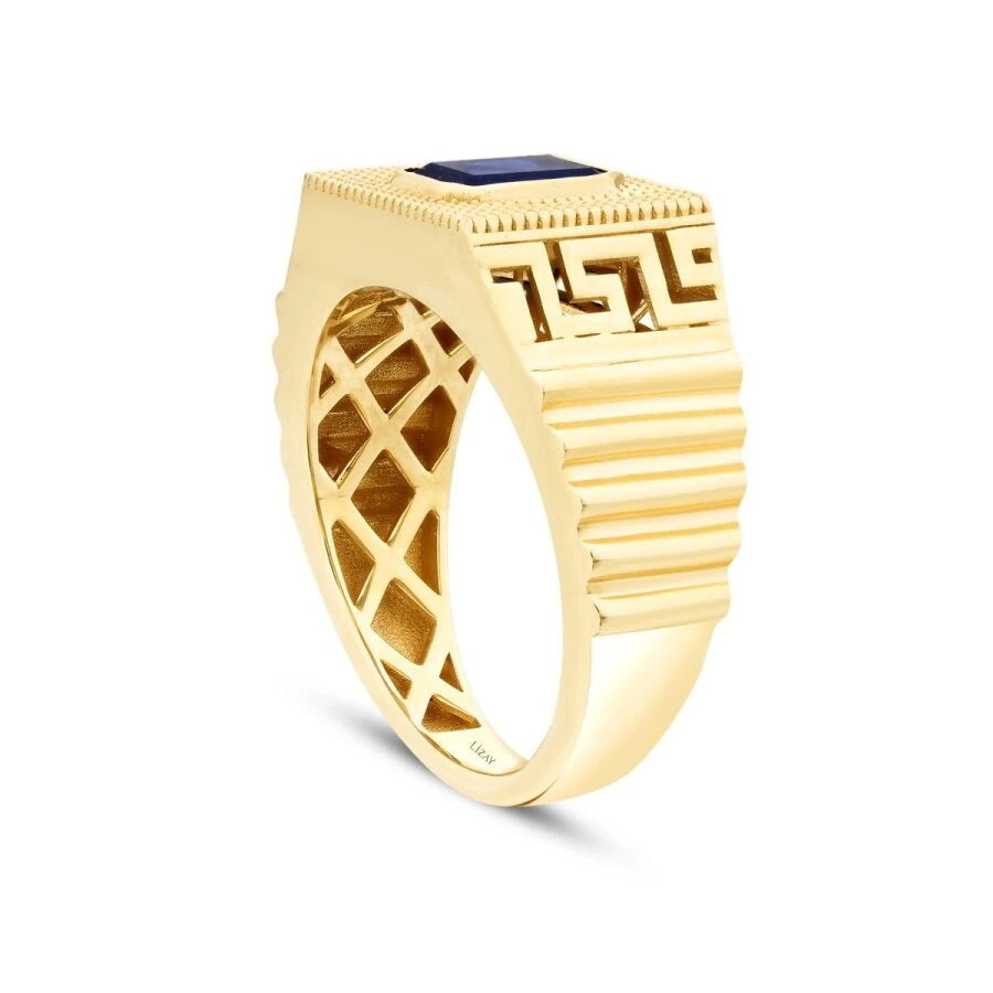 Gold Herren Ring mit blauem Stein