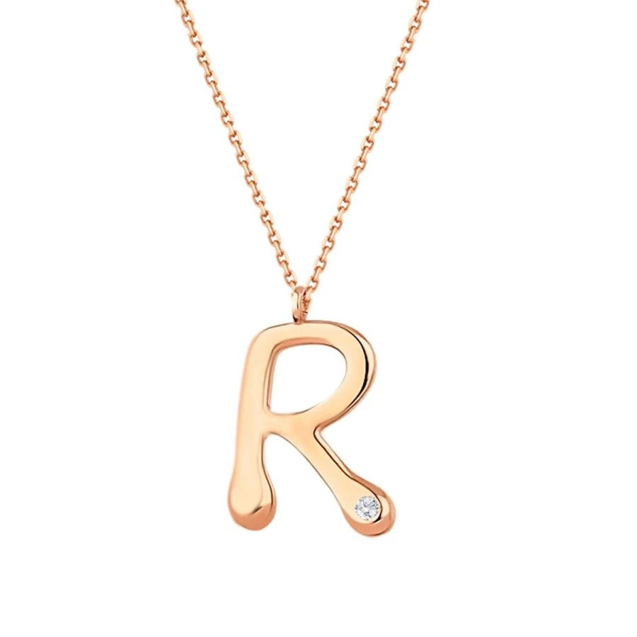 0.02 ct. Diamant R-Buchstabe Halskette