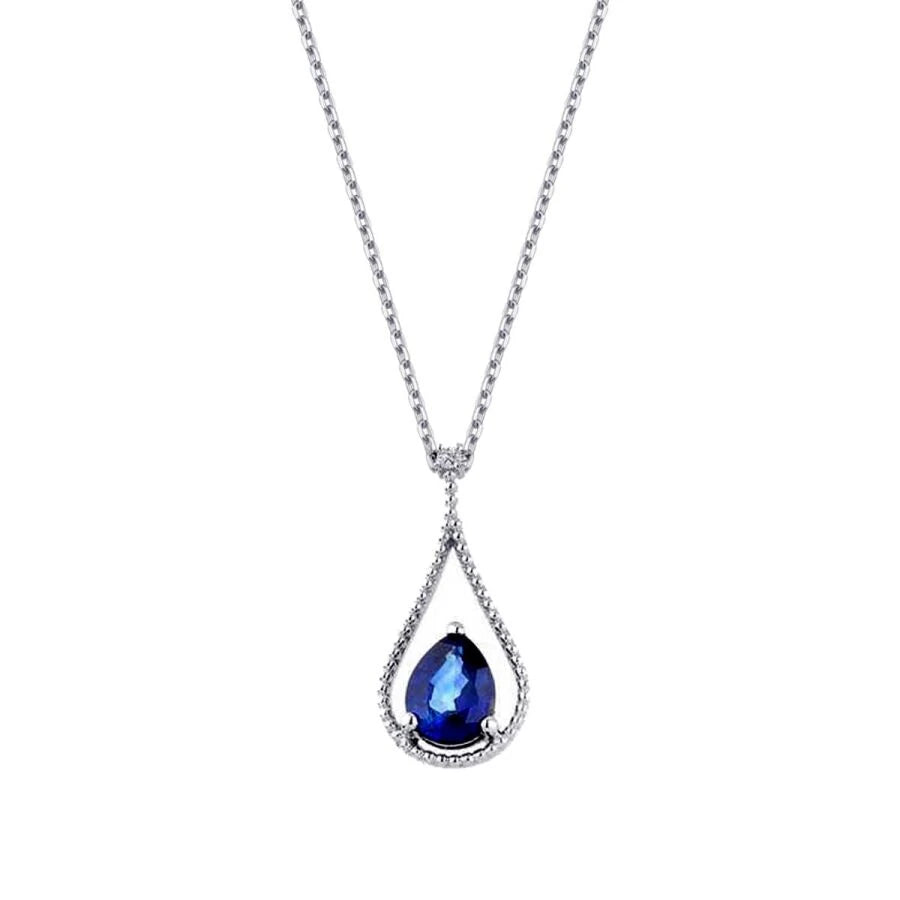 1.98 ct. Diamant Tropfen Saphir Halskette