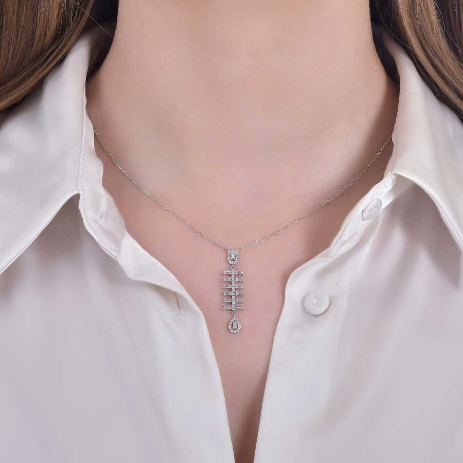 0.54 ct. Diamant Baguette Halskette