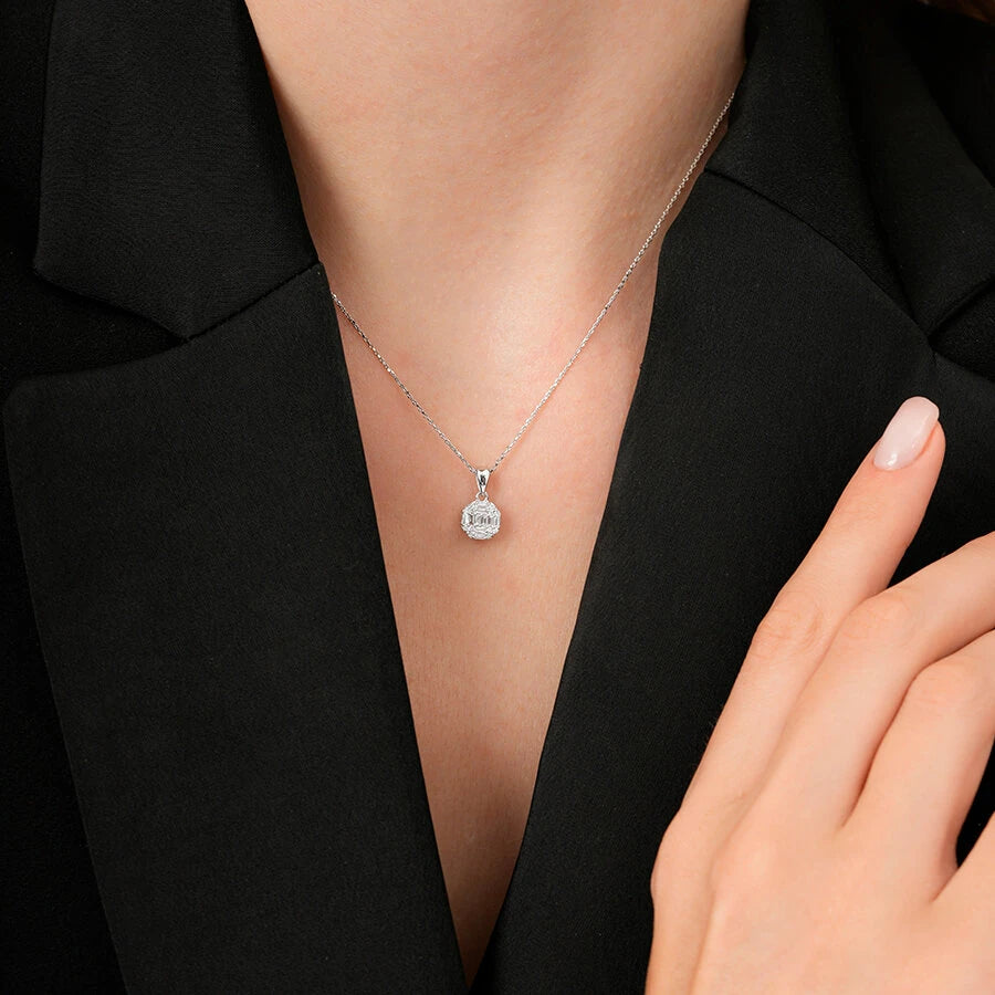 0.21 ct. Diamant Baguette Rund Halskette