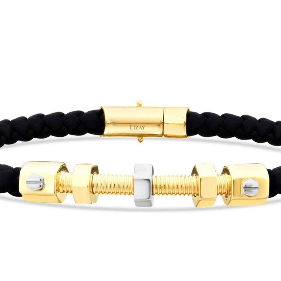 Gold Herren Armband mit Schraubenmotiv