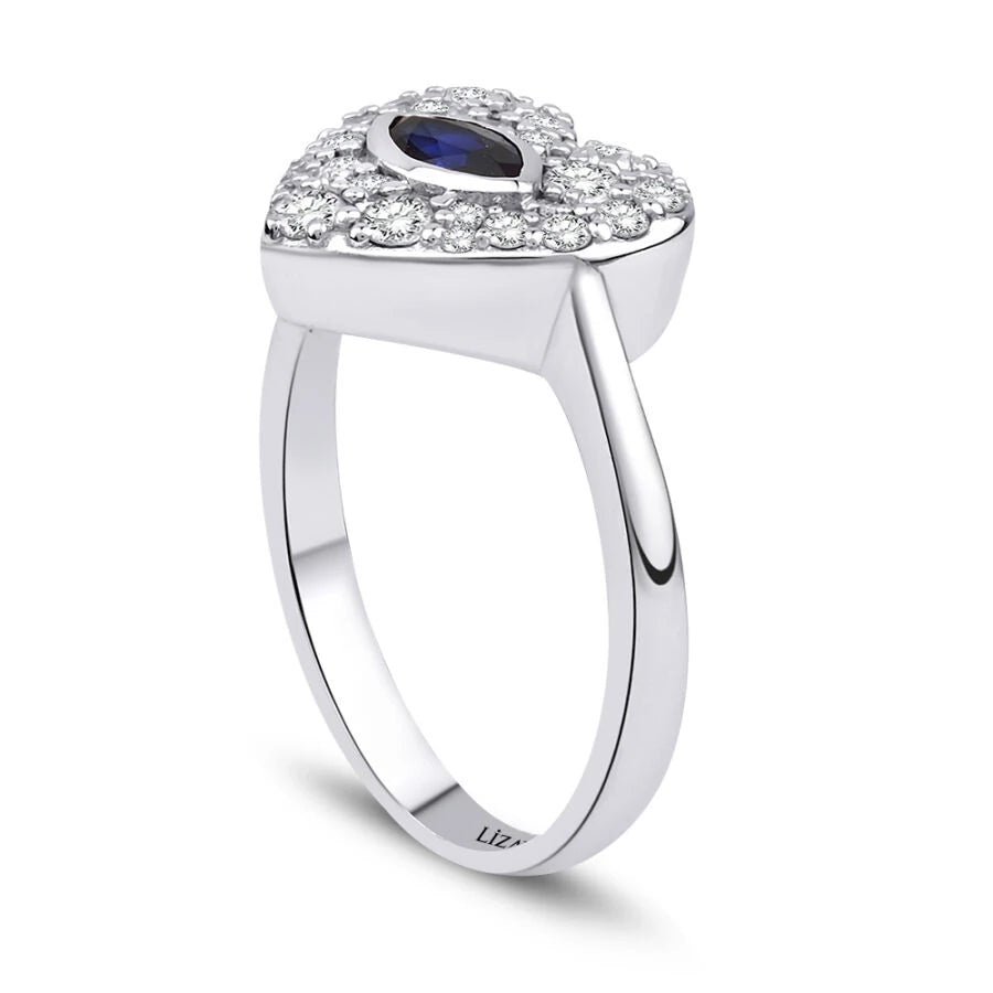 0.70 ct. Diamant Herz Saphir Ring