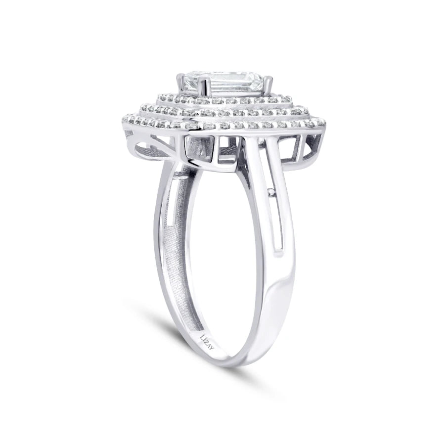 Gold Ring mit Drei Reihen Baguette Steinen