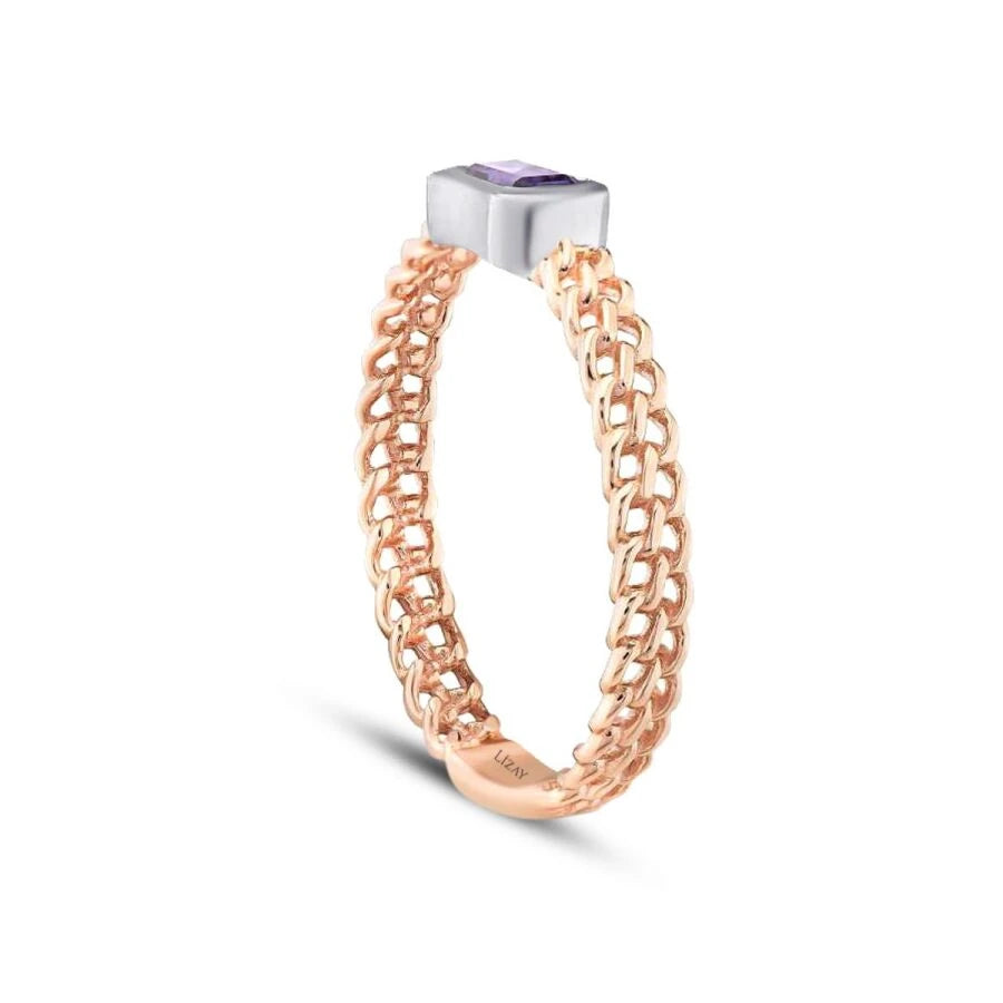 0.28 ct. Amethyst Smaragd Schliff Ring