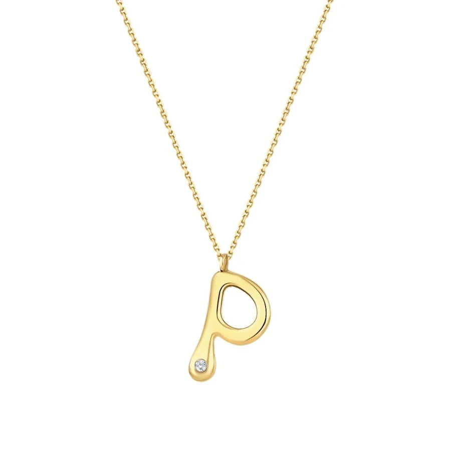 0.02 ct. Diamant P-Buchstabe Halskette