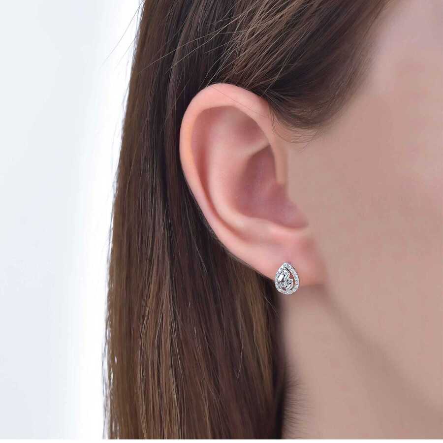 0.28 ct. Diamant Baguette Tropfen Ohrringe