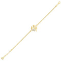 Gold Armband mit geprägter Kette und Kleeblatt