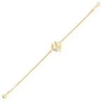 Gold Armband mit geprägter Kette und Kleeblatt