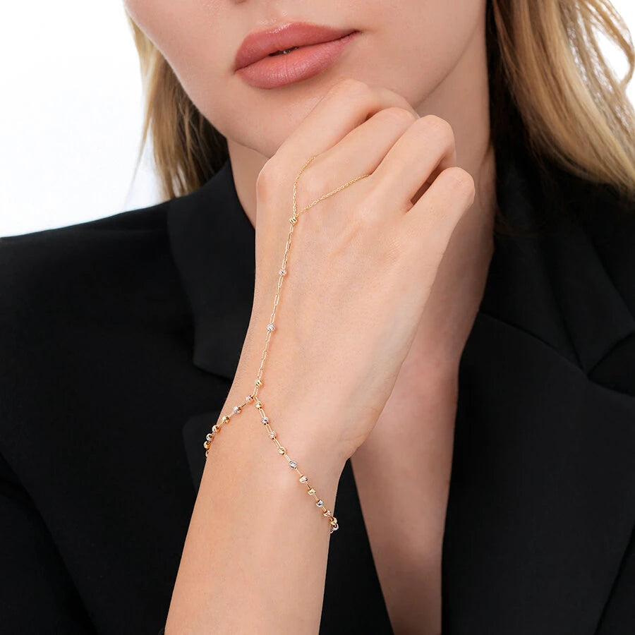 Gold Shamballa Armband mit Kugel Büroklammer Kette