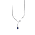 0.64 Karat Diamant Tropfen Saphir Halskette