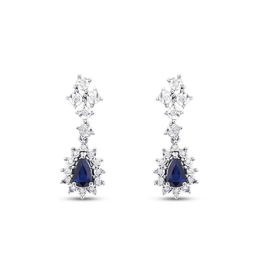 1.12 Karat Diamant Tropfen Saphir Ohrringe
