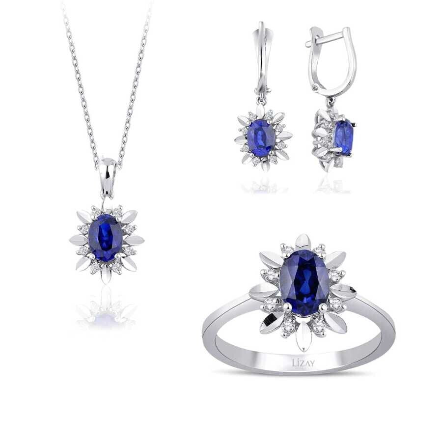 4.01 Karat Diamant Saphir Set
