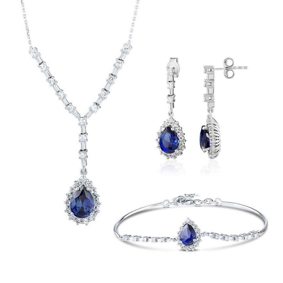 7.31 Karat Diamant Tropfen Saphir Set