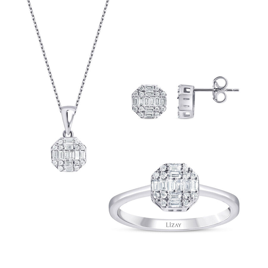 0.87 Karat Diamant Baguette Rund Set