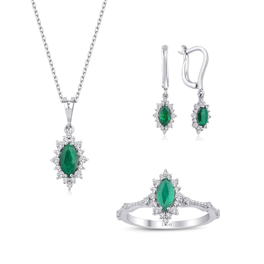 2.04 Karat Diamant Smaragd Set