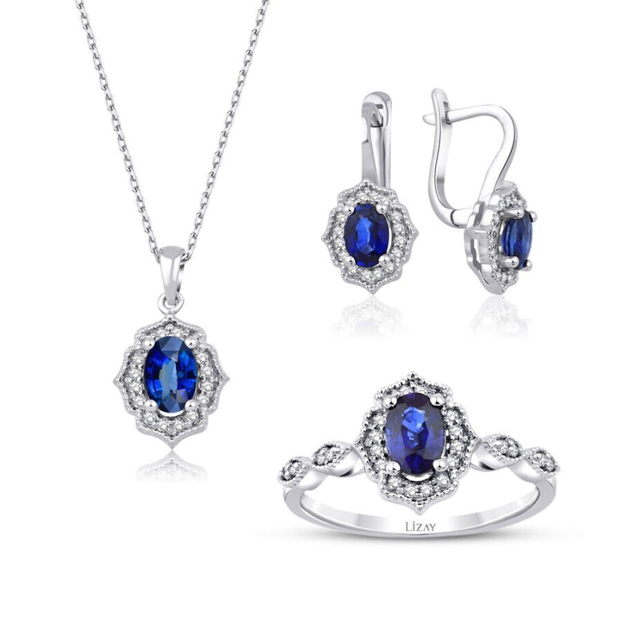 2.54 Karat Diamant Saphir Set