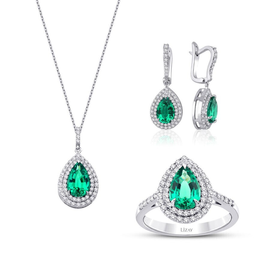 5.25 Karat Diamant Farbiger Stein Set