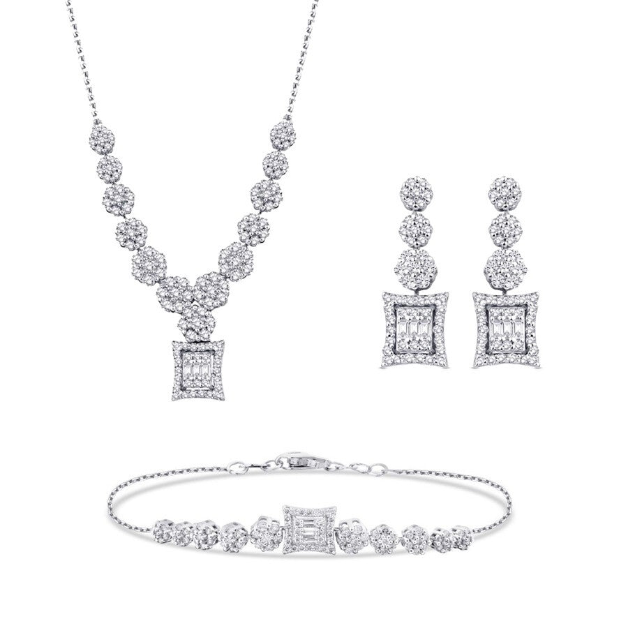 1.58 Karat Diamant Baguette Blume Set