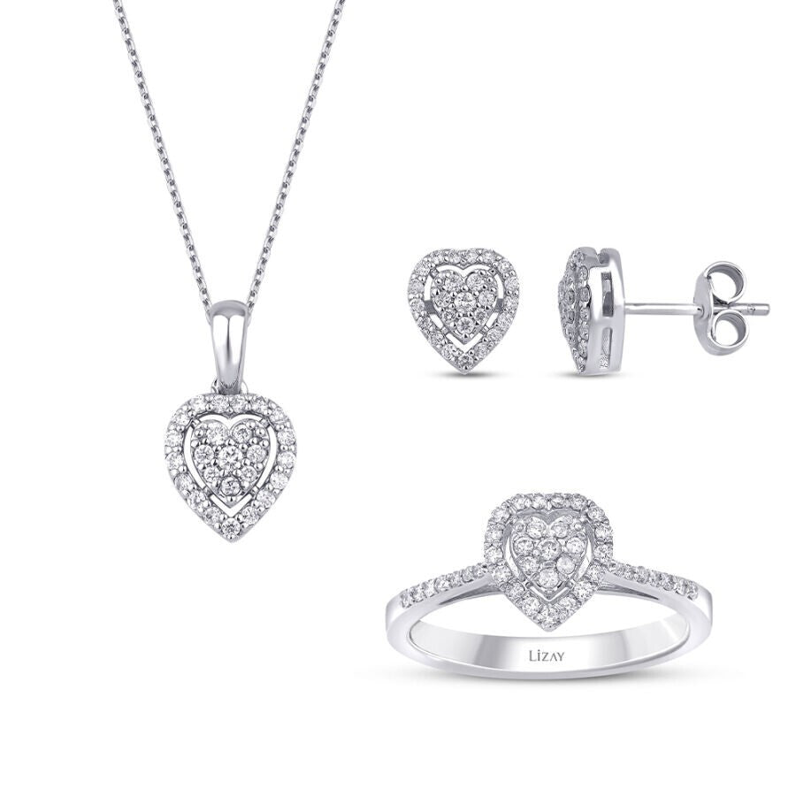 0.74 Karat Diamant Herz Set