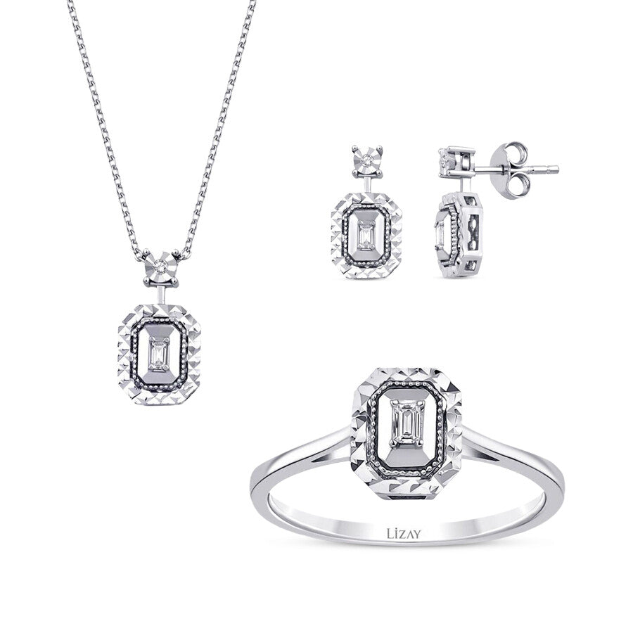 0.18 Karat Diamant Effect Baguette Set
