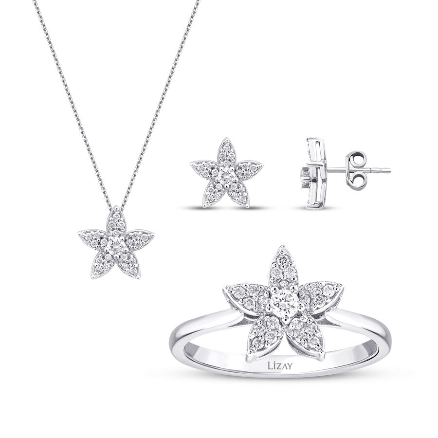 0.66 Karat Diamant Blume Set