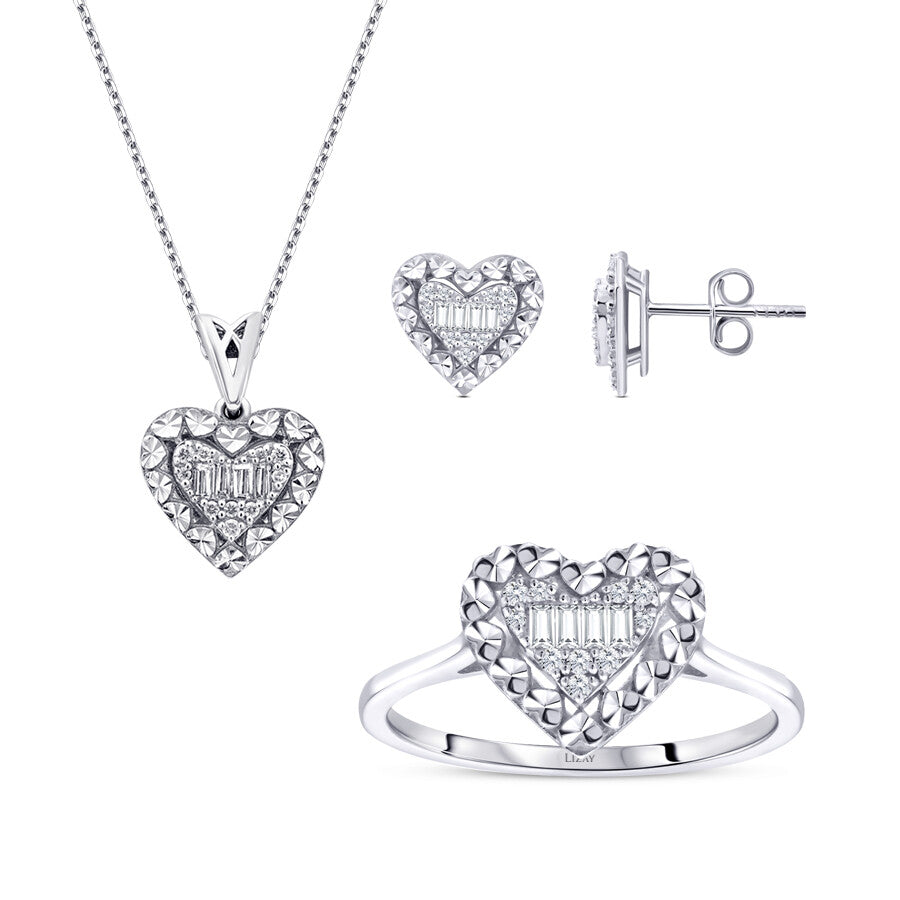 0.40 Karat Diamant Baguette Herz Set
