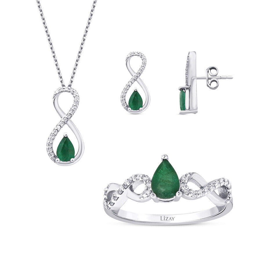 1.61 Karat Diamant Smaragd Set
