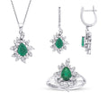 3.91 Karat Diamant Smaragd Set