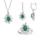 3.91 Karat Diamant Smaragd Set