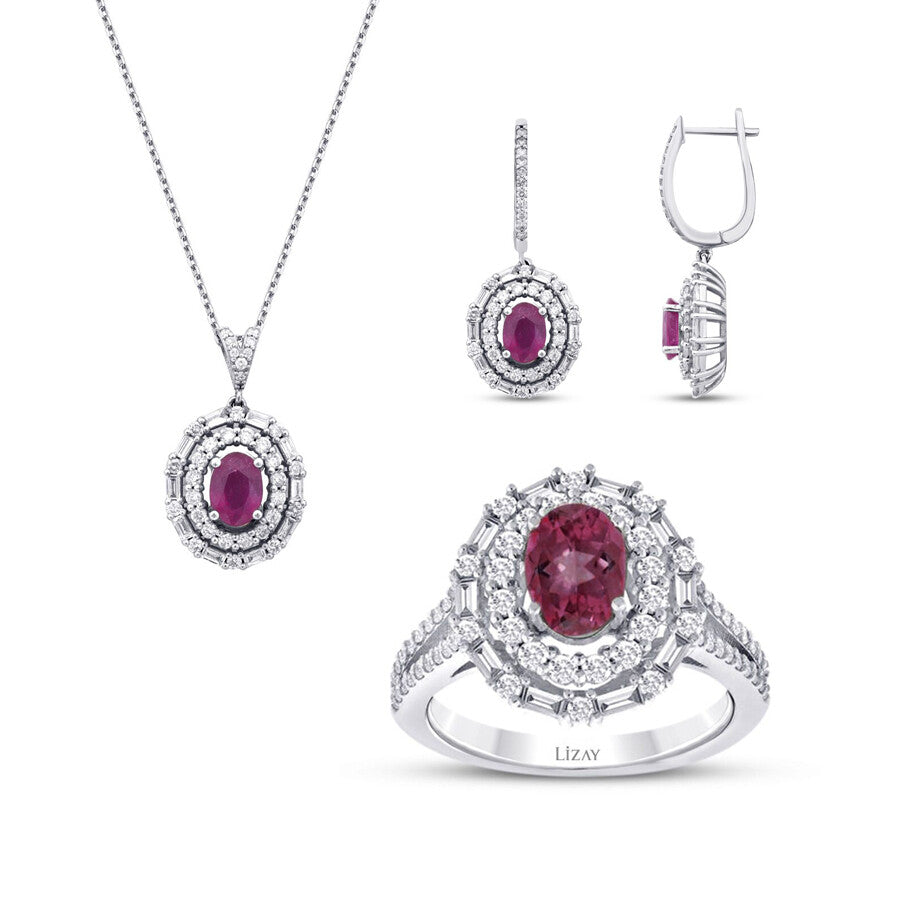 7.21 Karat Diamant Rubin Set