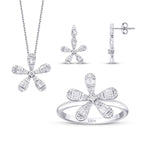 0.96 Karat Diamant Baguette Blume Set
