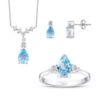 3.80 Karat Diamant Blue Topaz Set