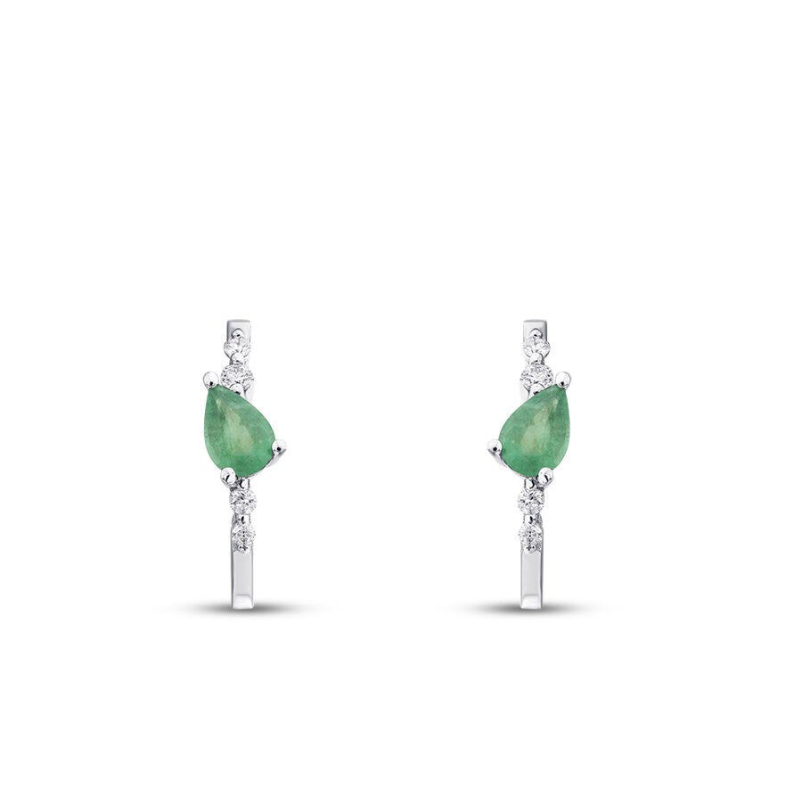 1.06 Karat Diamant Tropfen Smaragd Ohrringe